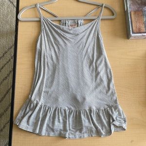Striped Peplum Tank Top with a Swoop Neckline